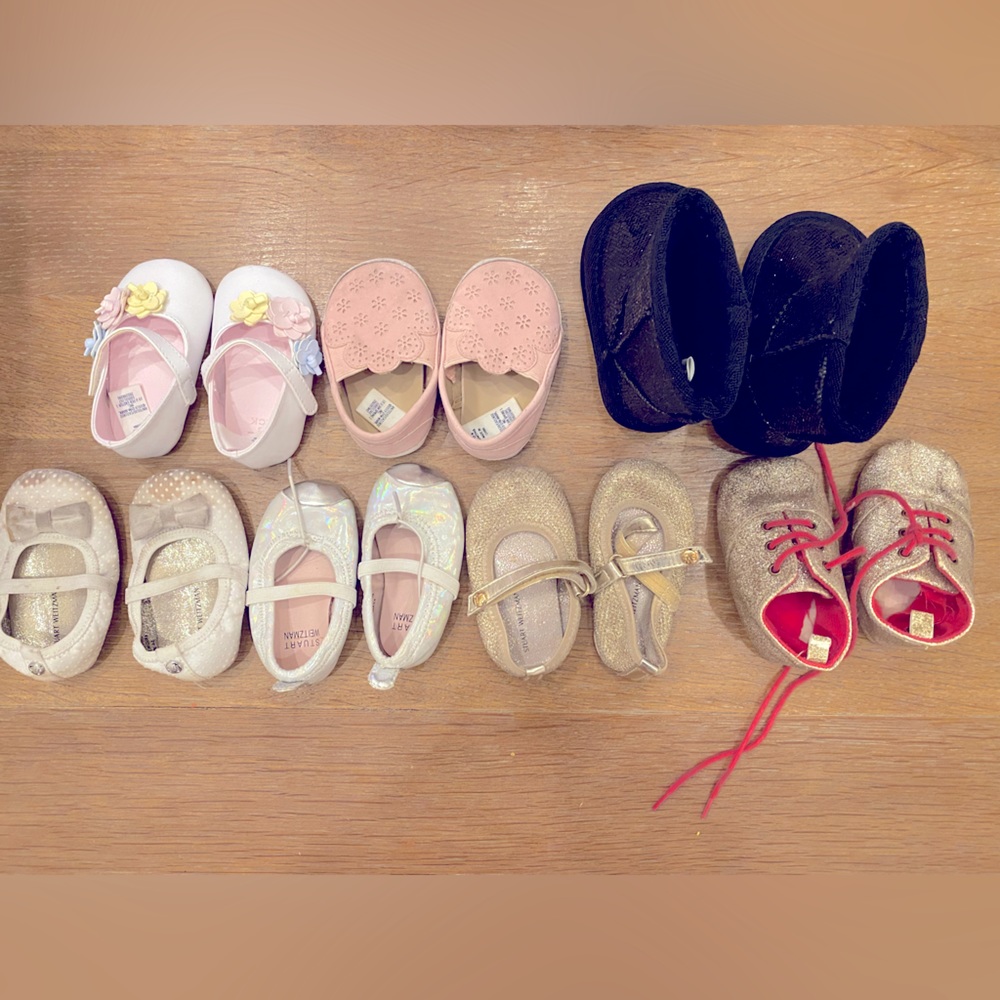 Bundle of 7 newborn / toddler shoes — STUART WEITZMAN and others